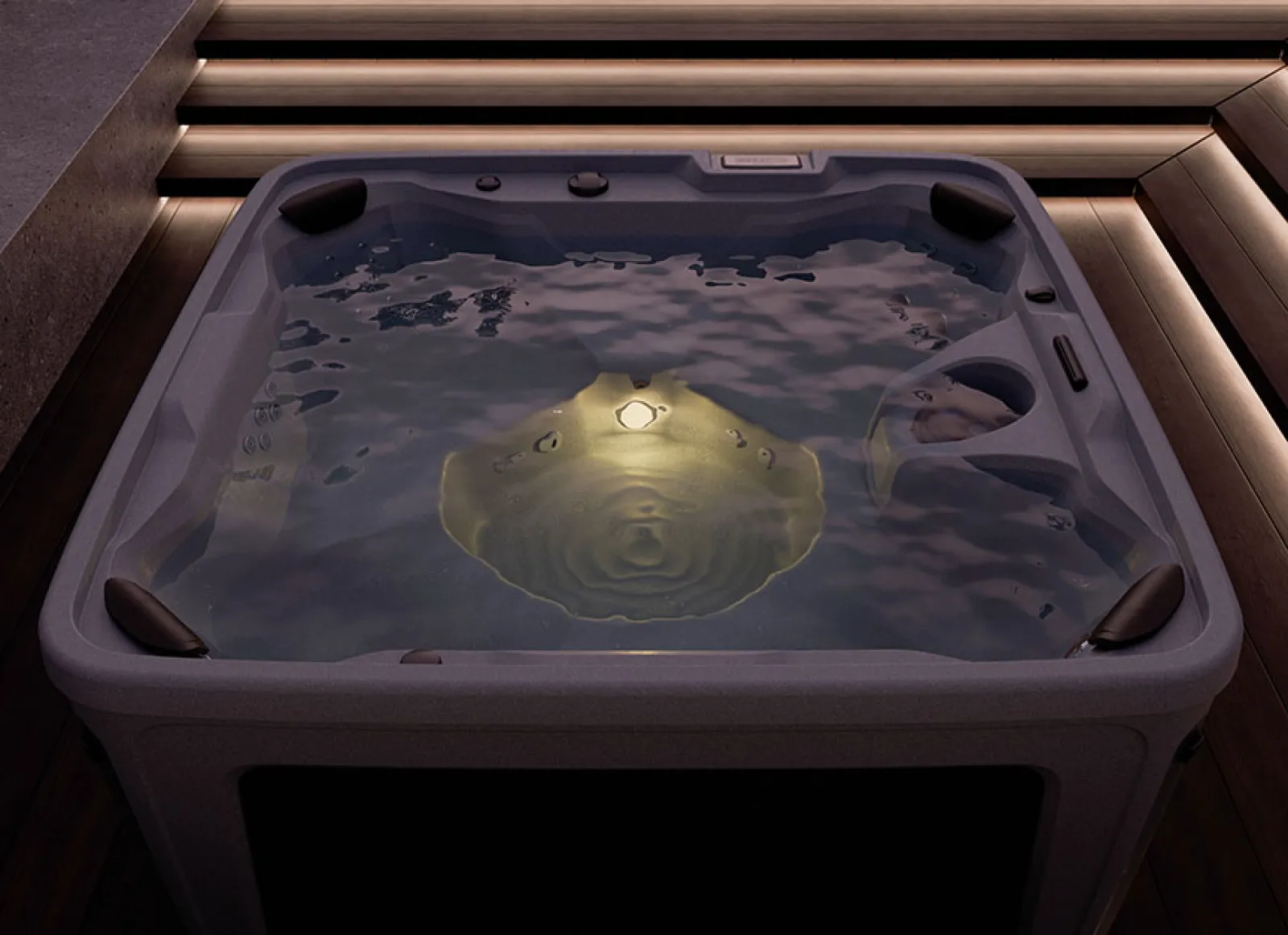 Hot tub with footwell lighting