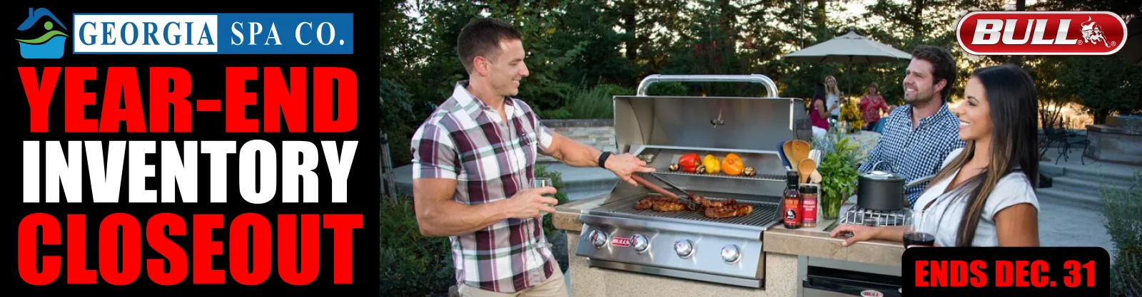 a group of people standing around a grill with food on it
