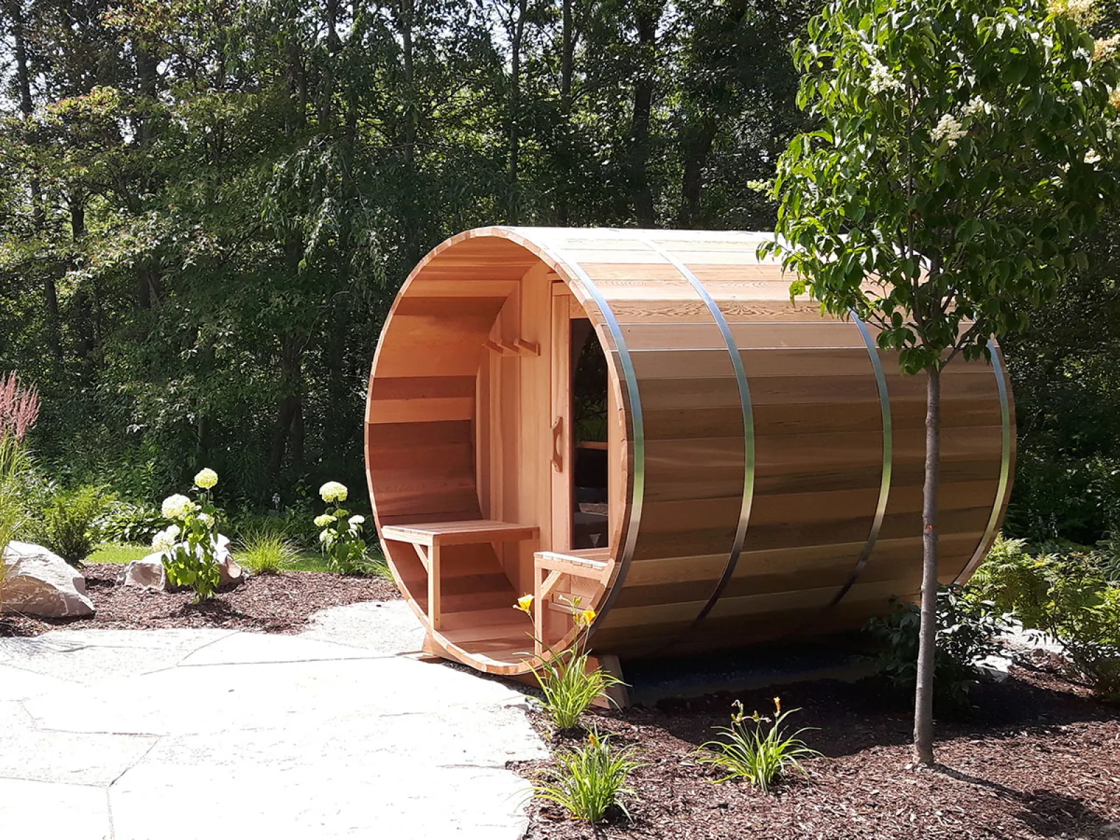 a large wooden barrel