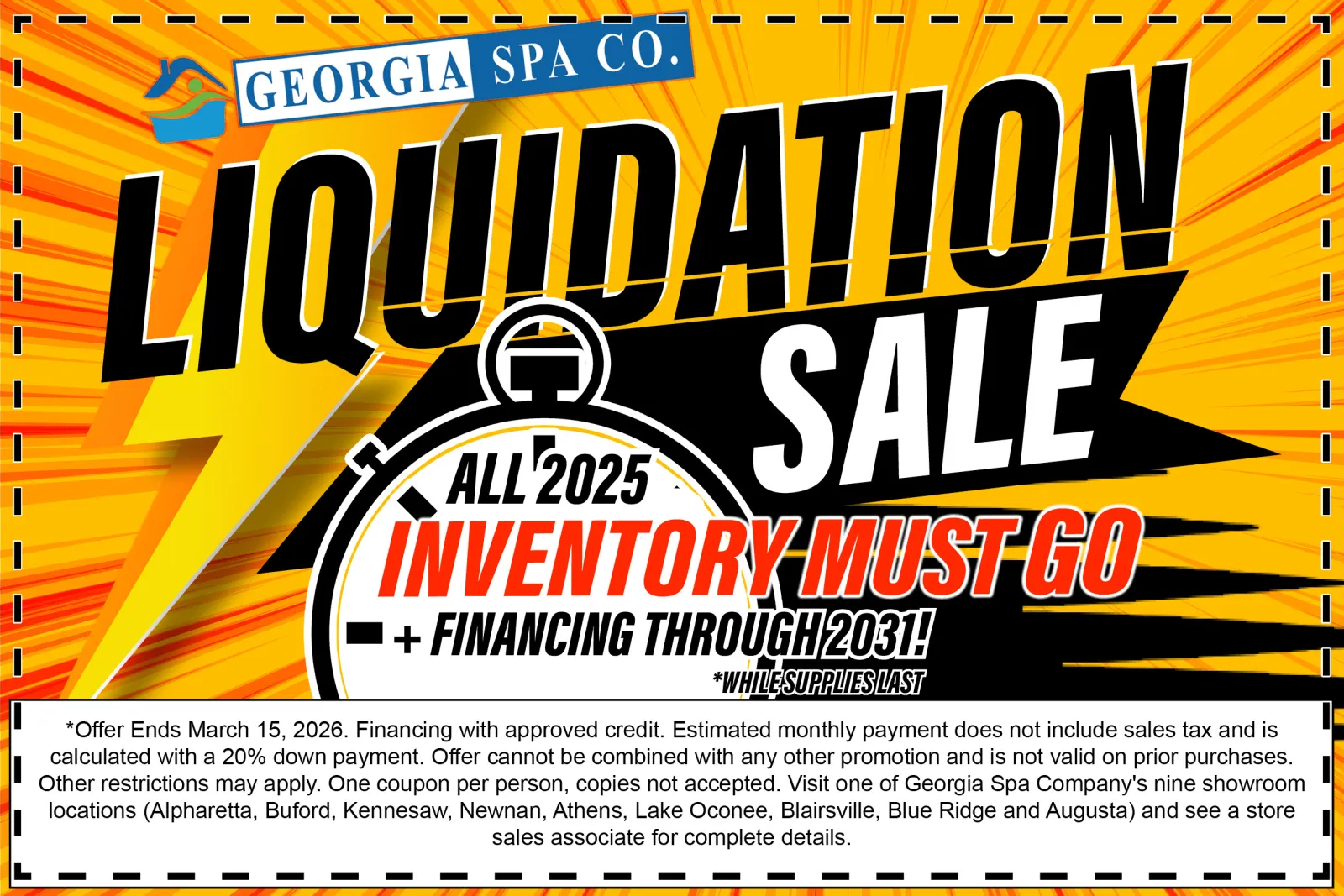 Georgia Spa Co. Presidents' Day Sale with special sauna pricing and patriotic red, white, and blue design.