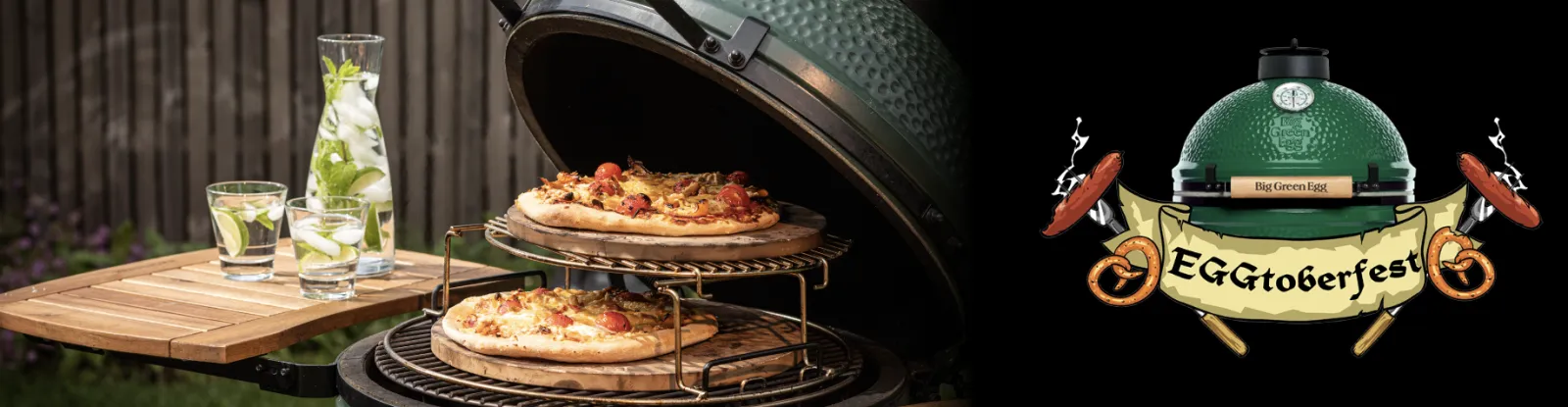 pizzas on a grill