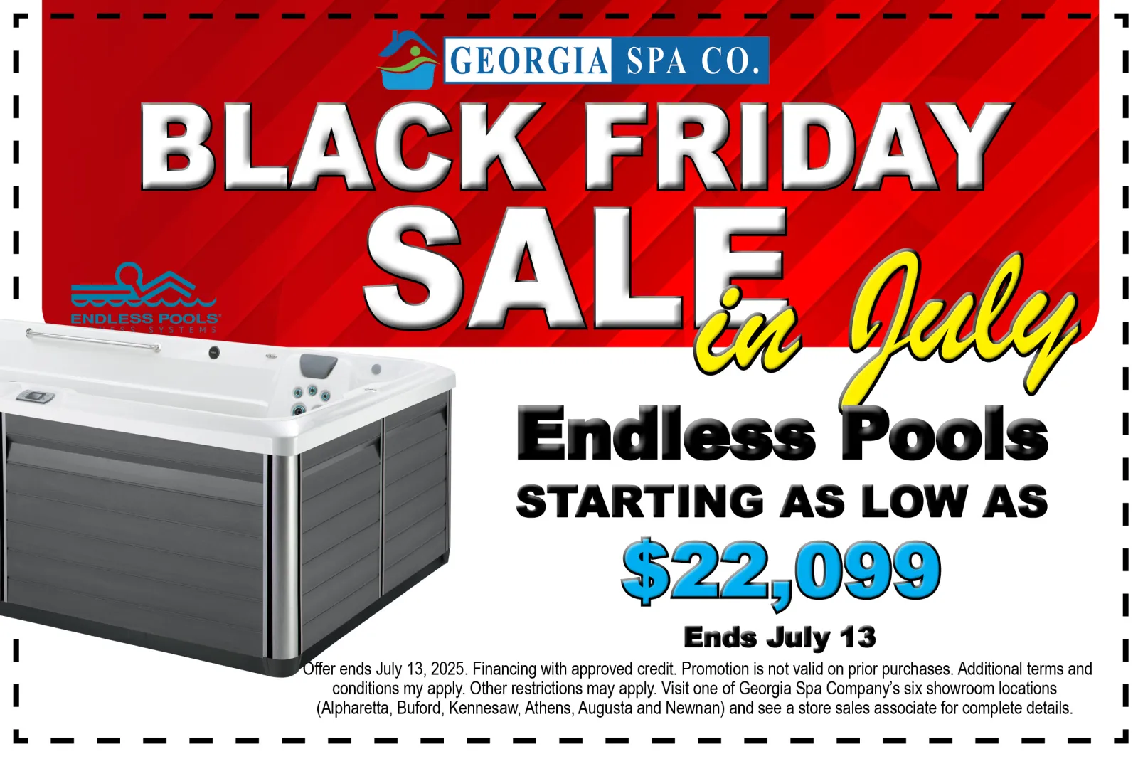 4th of July sale on Endless Pools with 50% off Smartop covers or up to $1,500 rebate, ends July 6