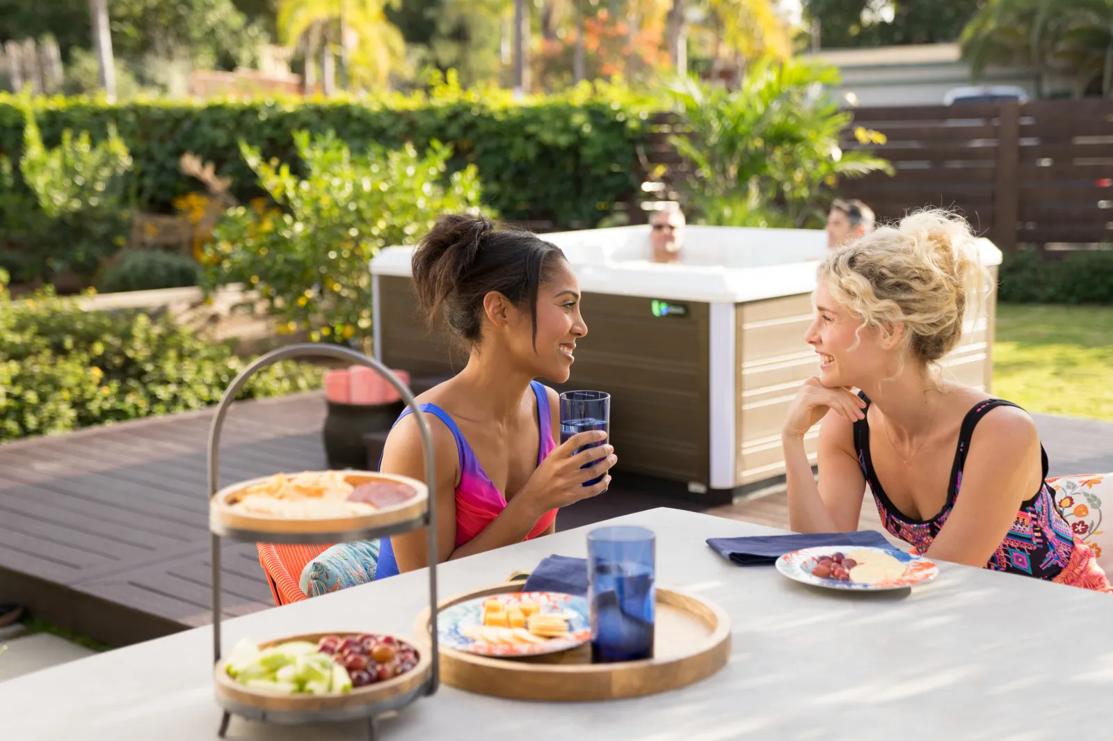 people in front of a hot tub