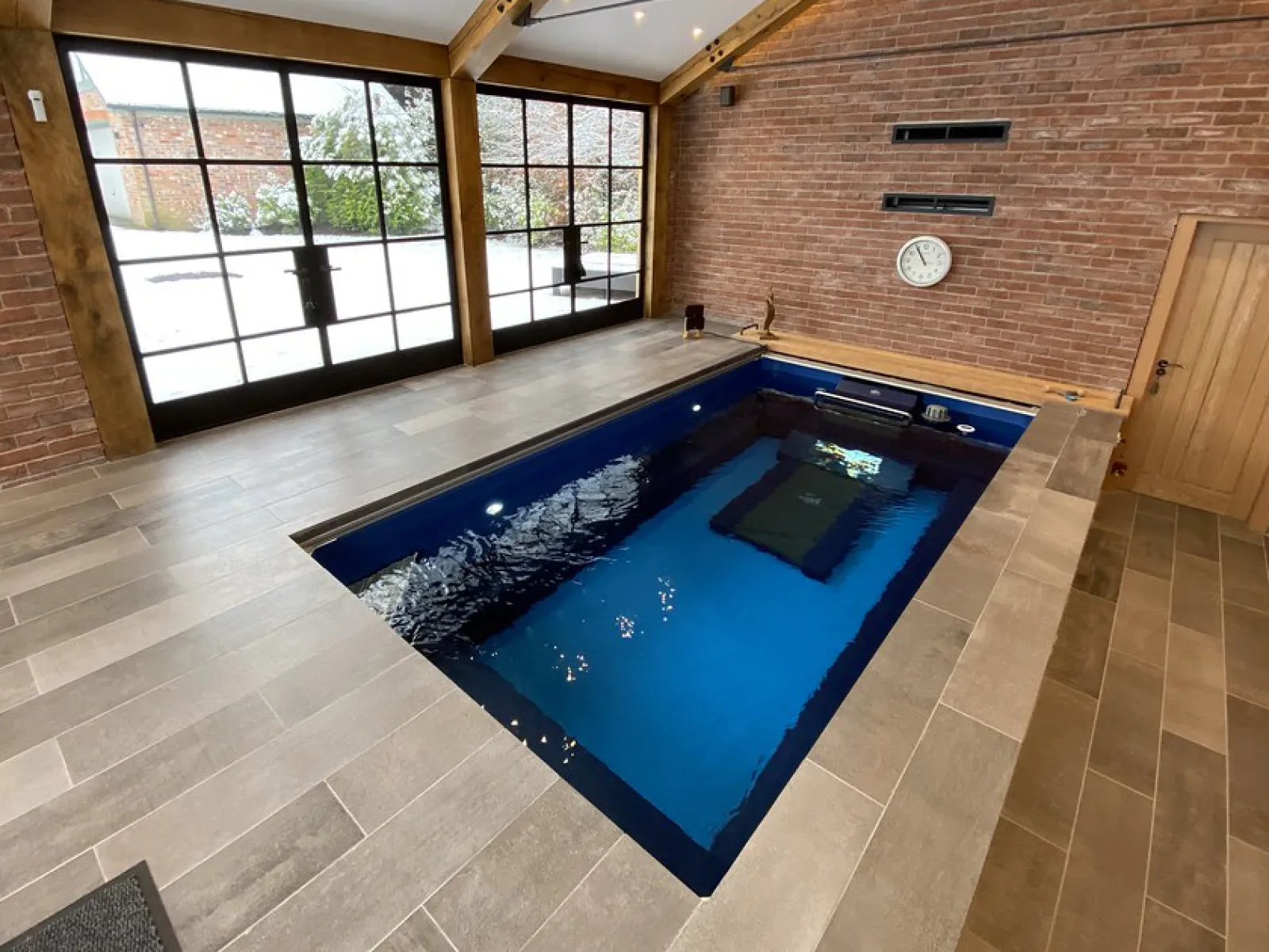 a swimming pool in a room