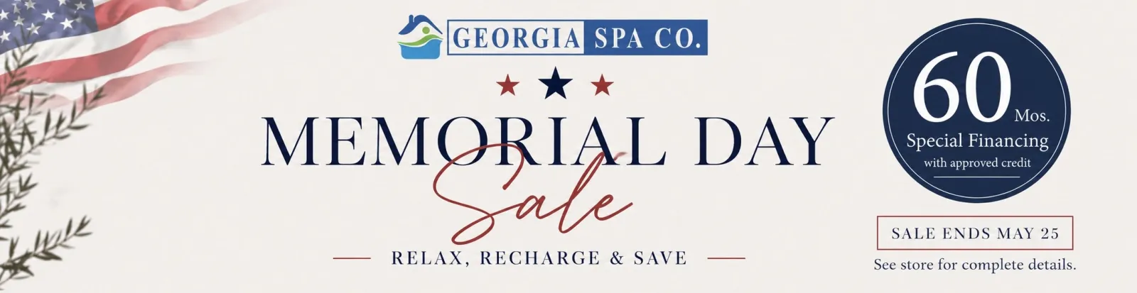 Georgia Spa Co. Memorial Day Sale with 60 months financing and savings ending May 25