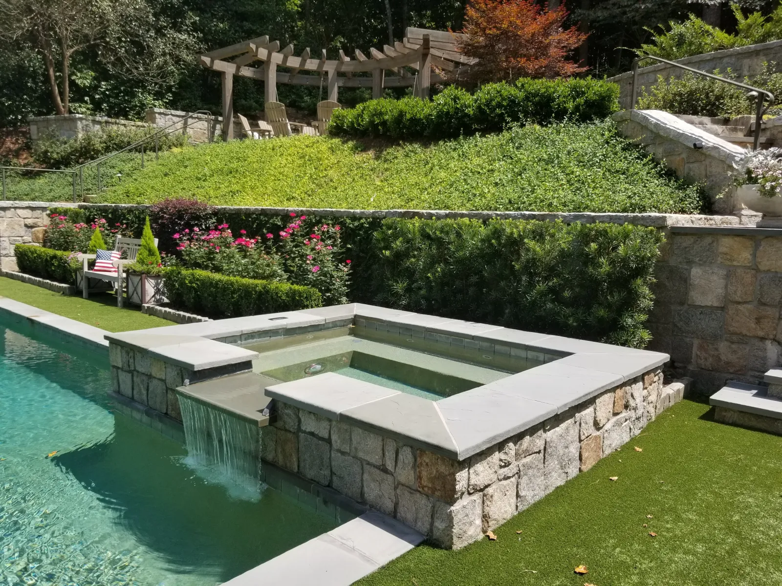 a pool in a backyard