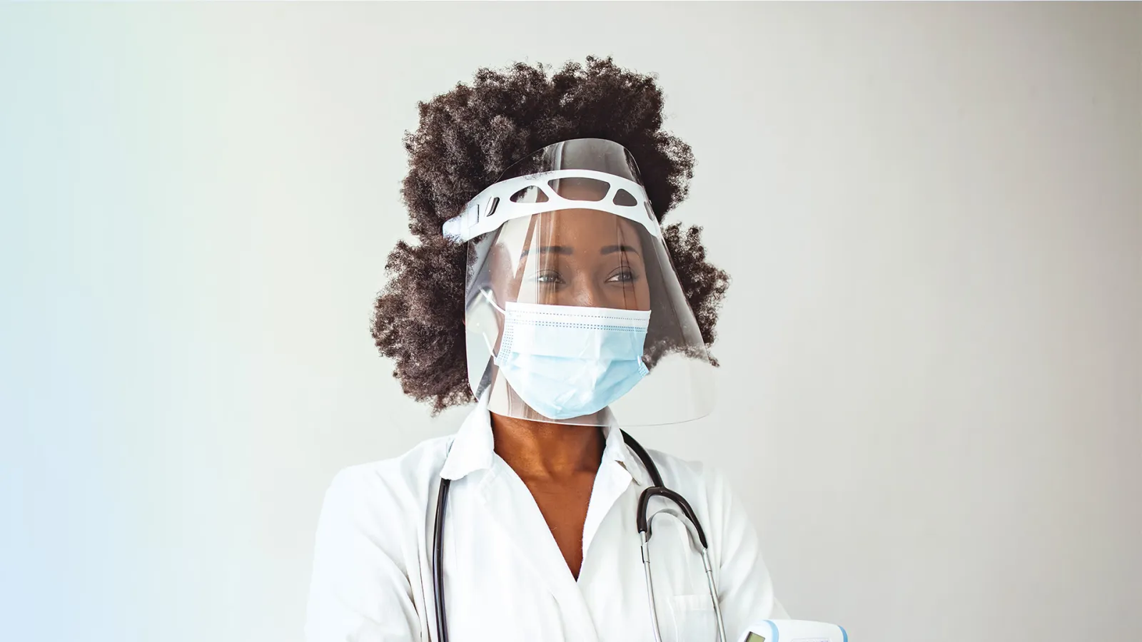 A doctor in protective gear