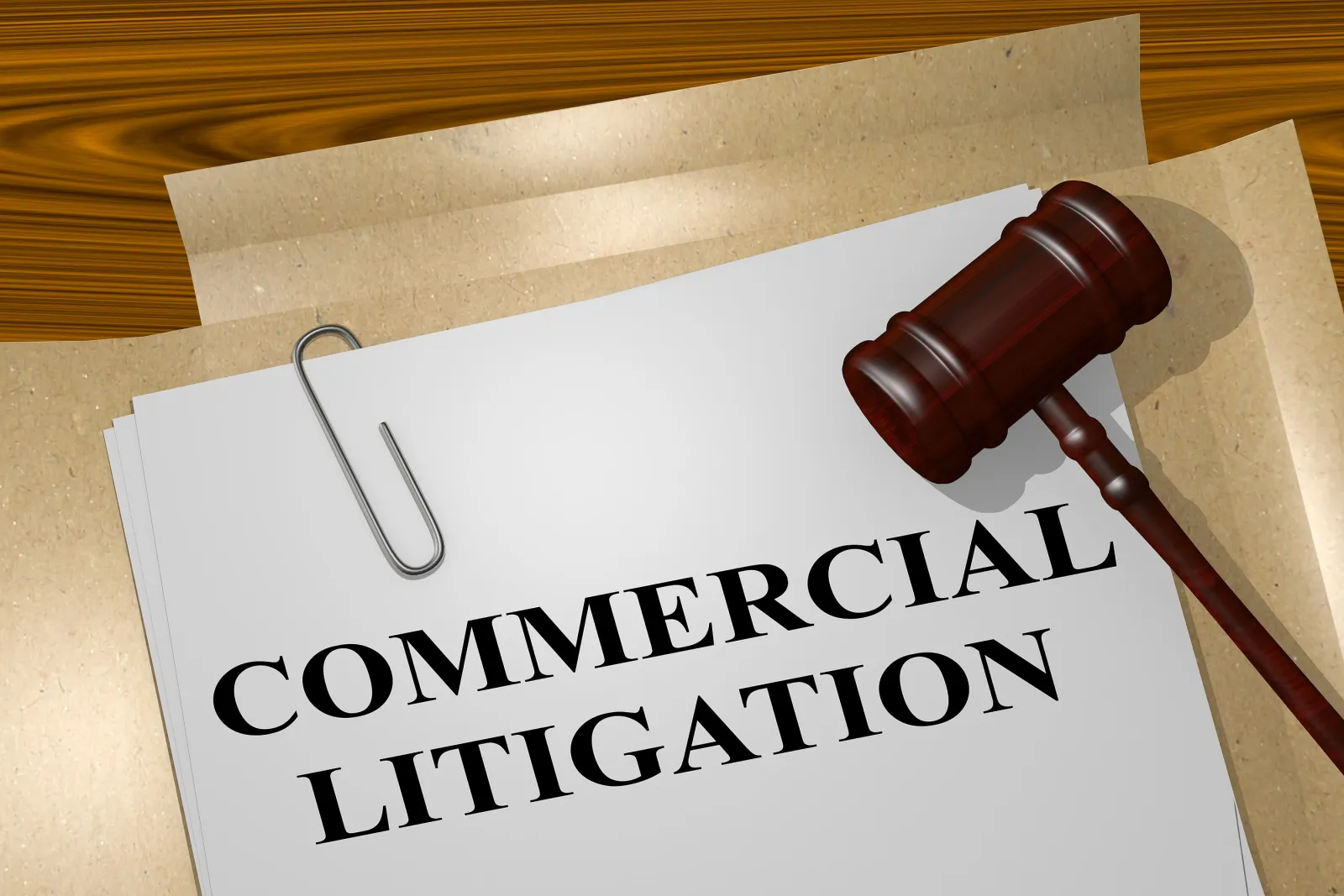 Folder with commercial litigation with gravel