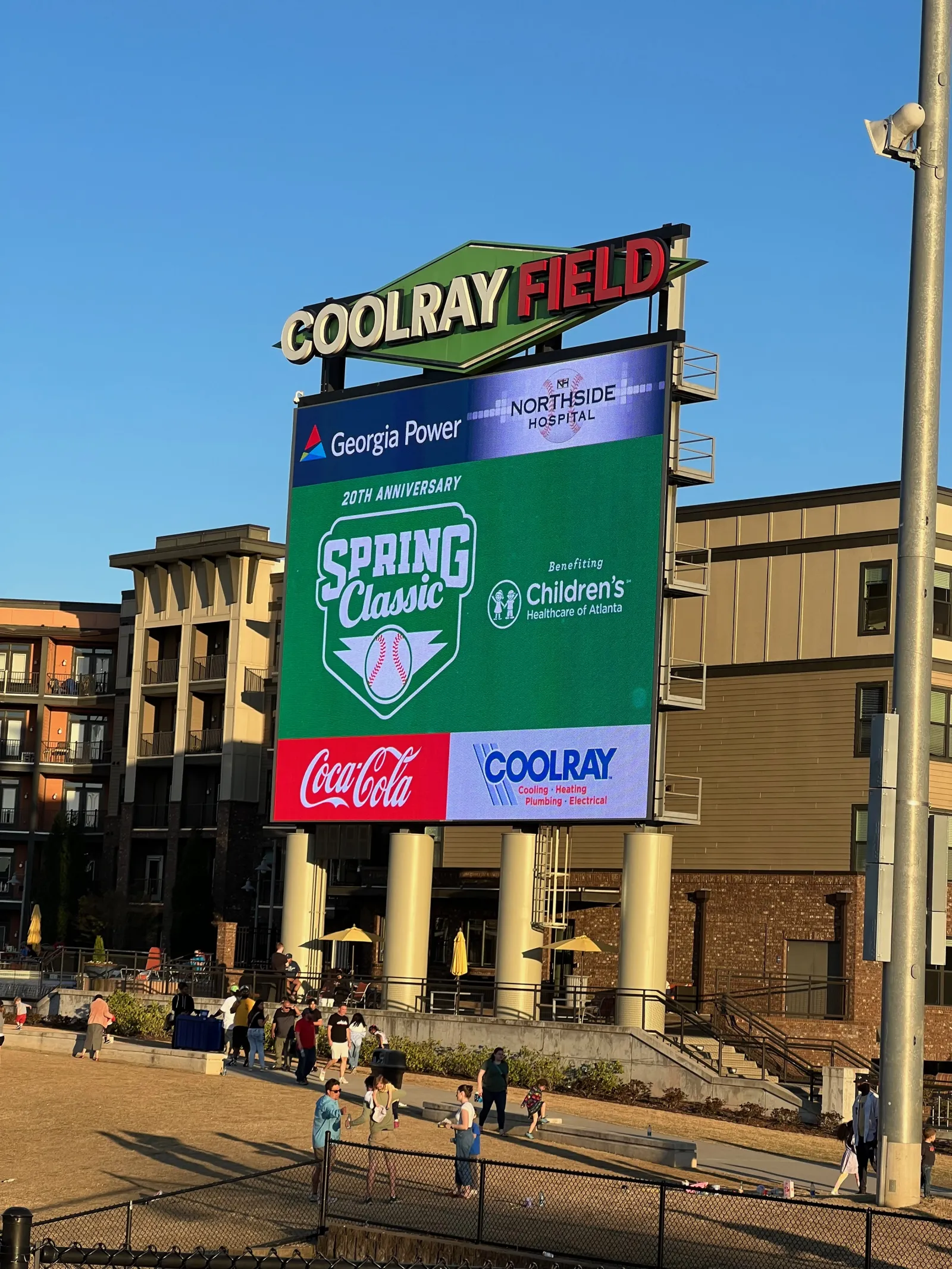 a large sign in front of a building