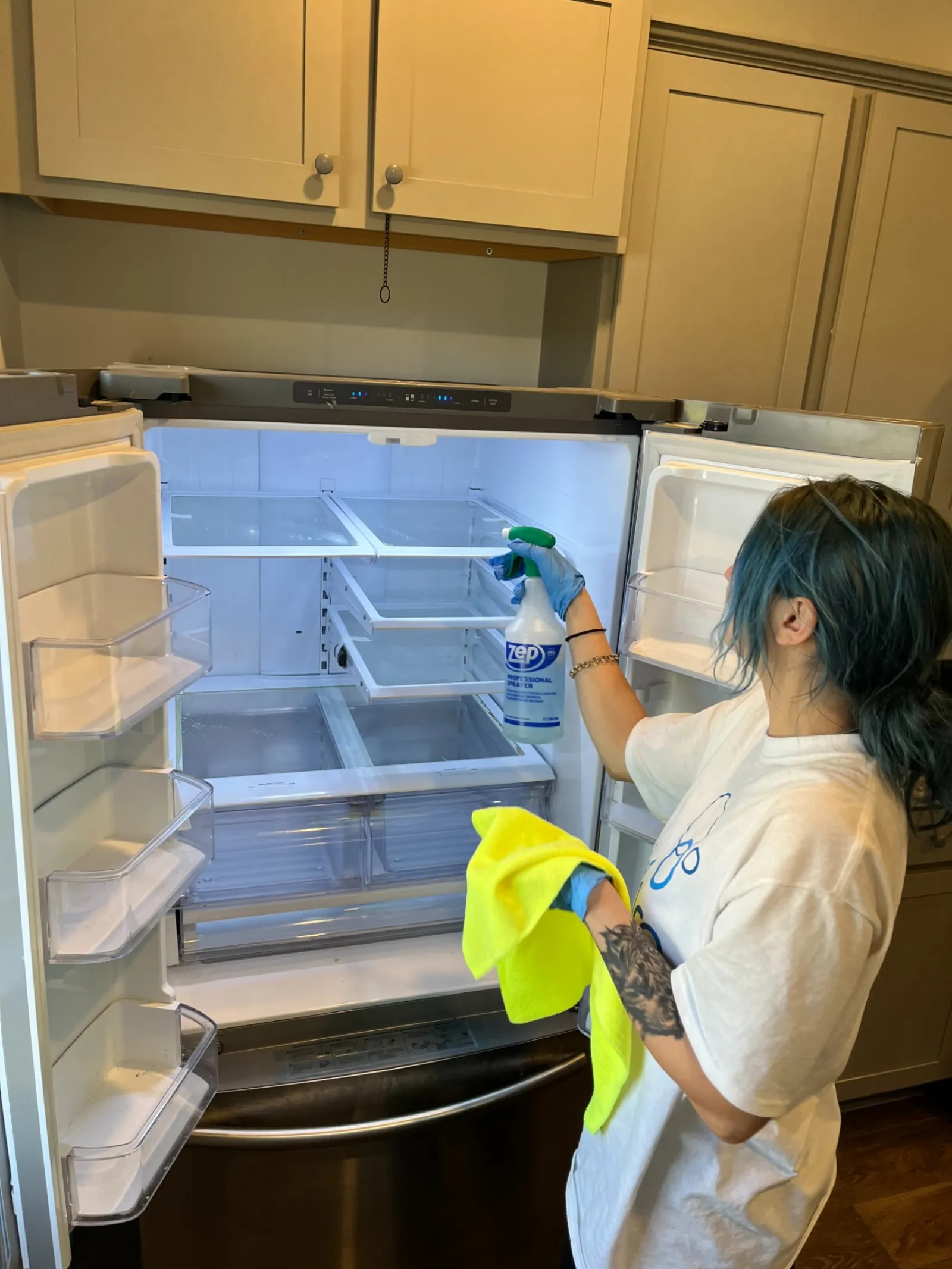 MaidPro Summerville cleaning pro detailing a fridge