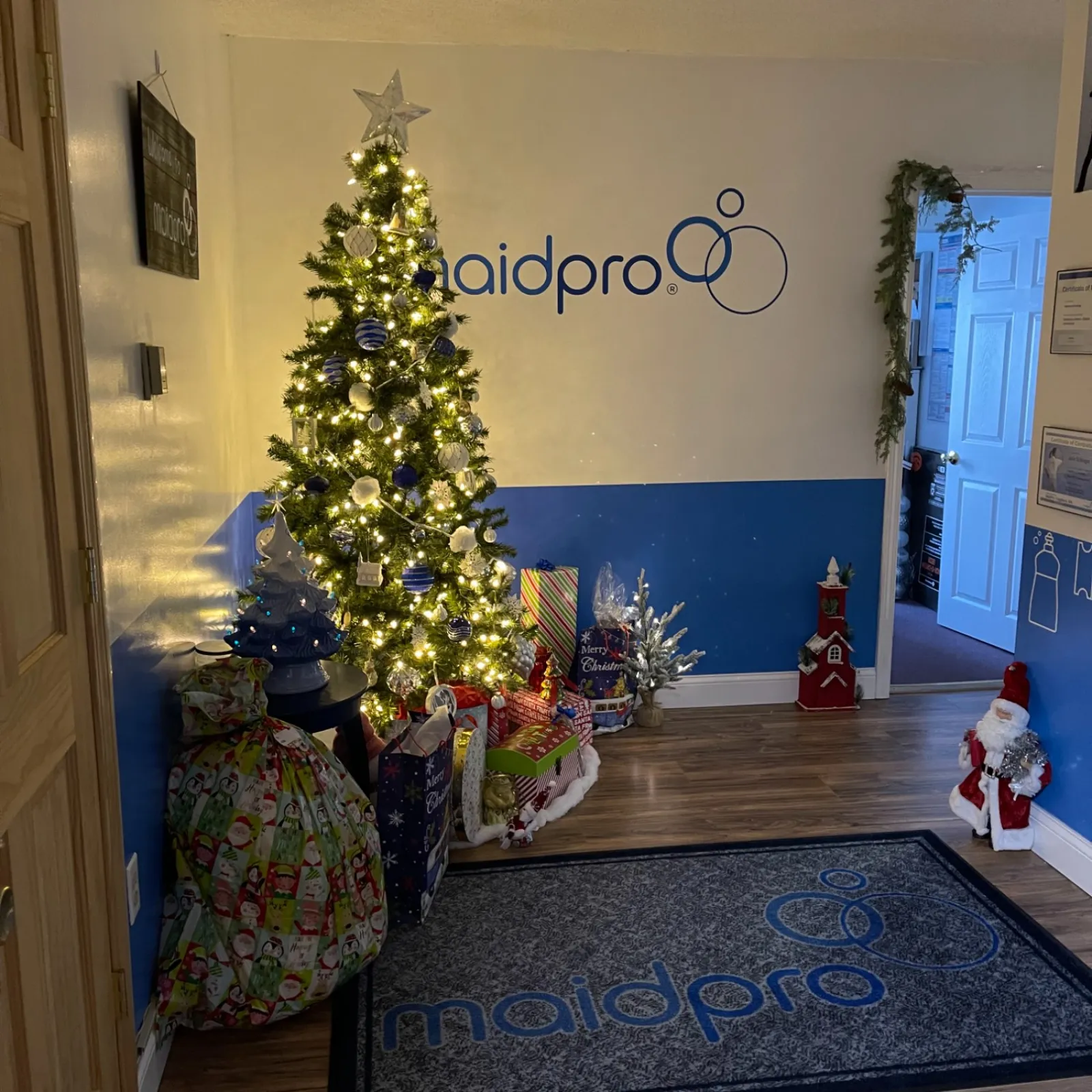 a christmas tree in a room at MaidPro Tyngsborough