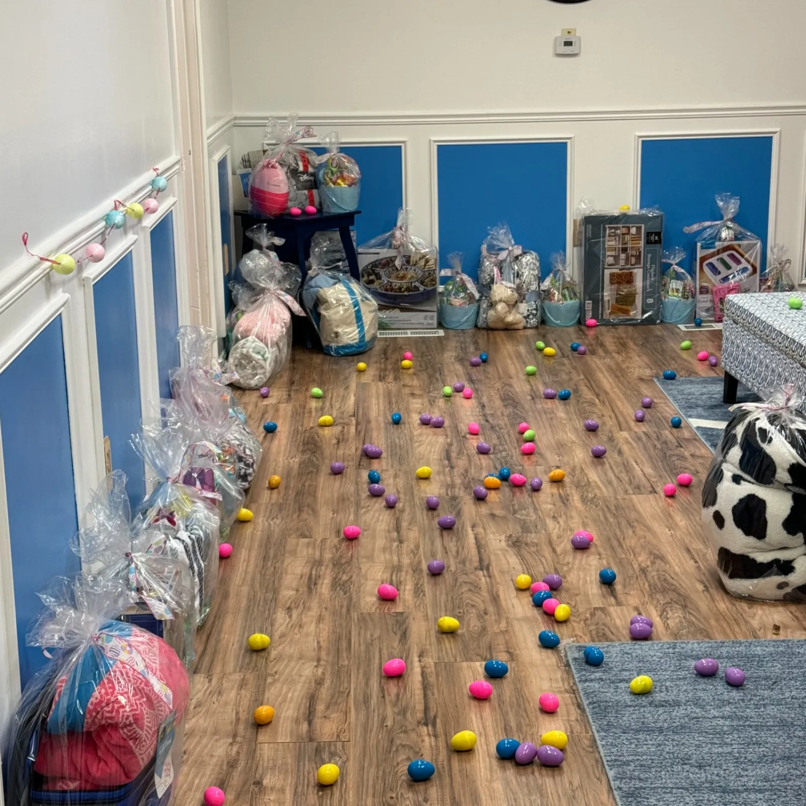 Easter eggs scattered on the floor at MaidPro Tyngsborough