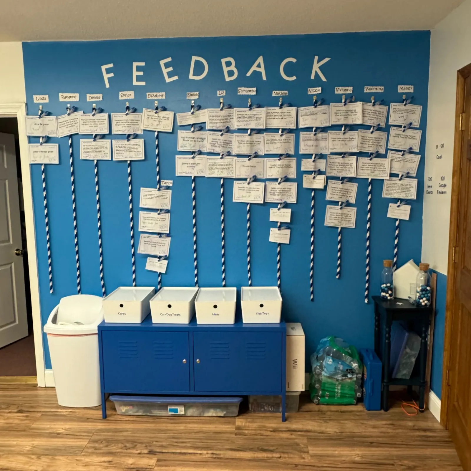 feedback wall for MaidPro Tyngsborough house cleaning team