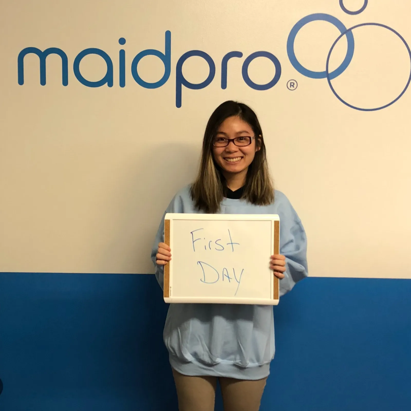MaidPro Tyngsborough house cleaner celebrating her first day