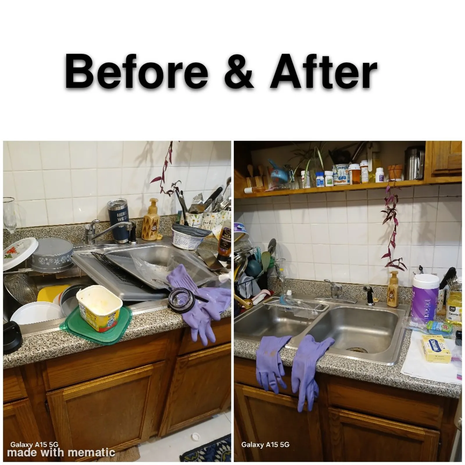 a kitchen with a sink and a counter top