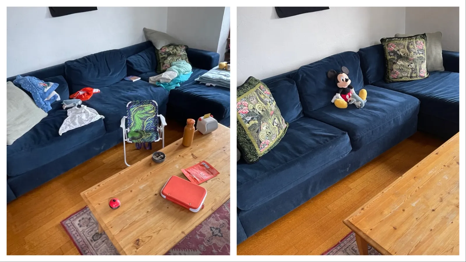 living room and couch cleaned by house cleaners at MaidPro Denver