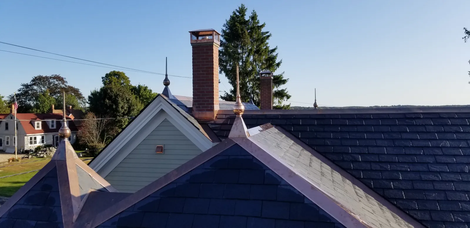 a roof with a chimney