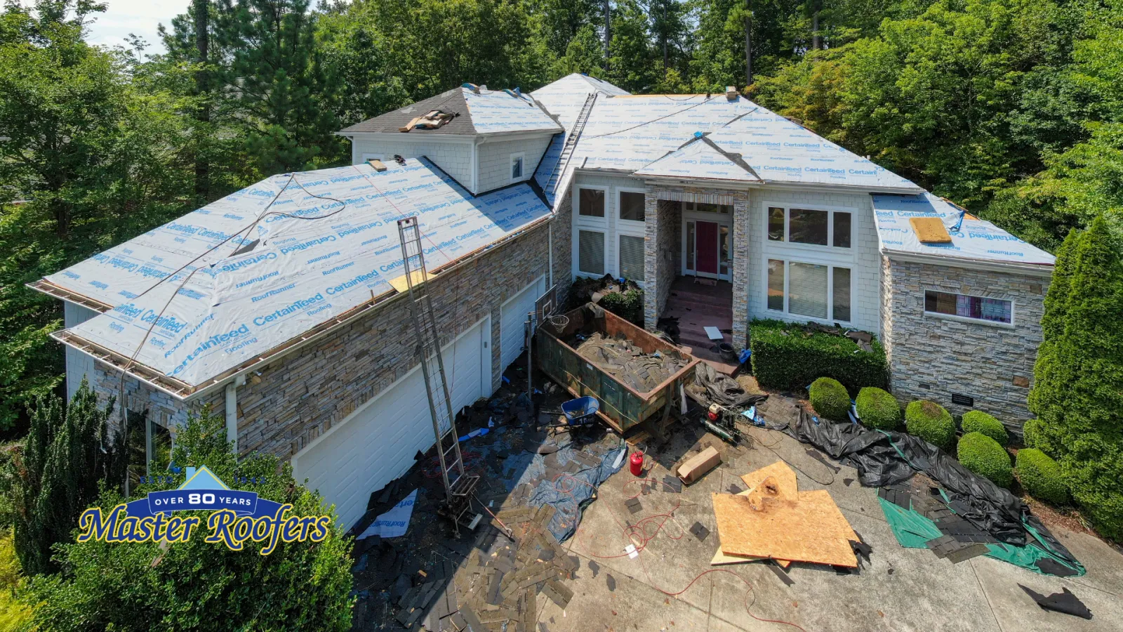 House under construction with roofing