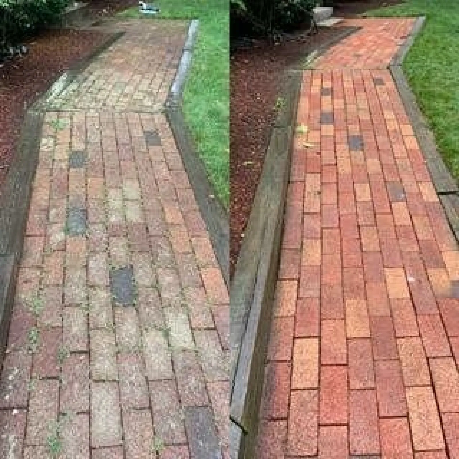 a brick walkway with a brick walkway