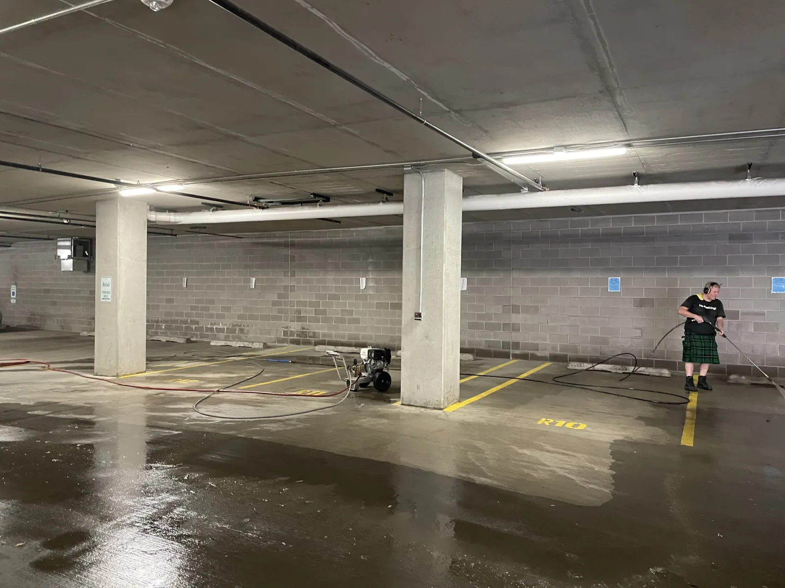 a person walking in a large empty room