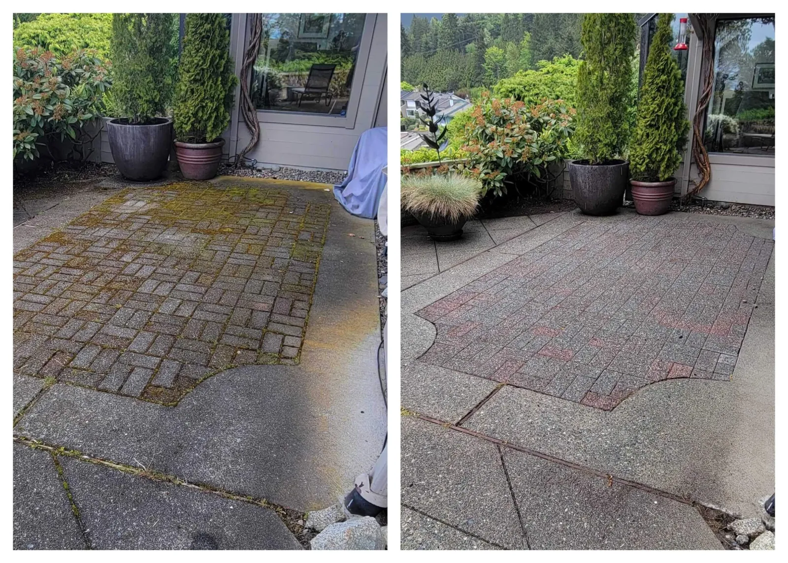 a collage of a patio