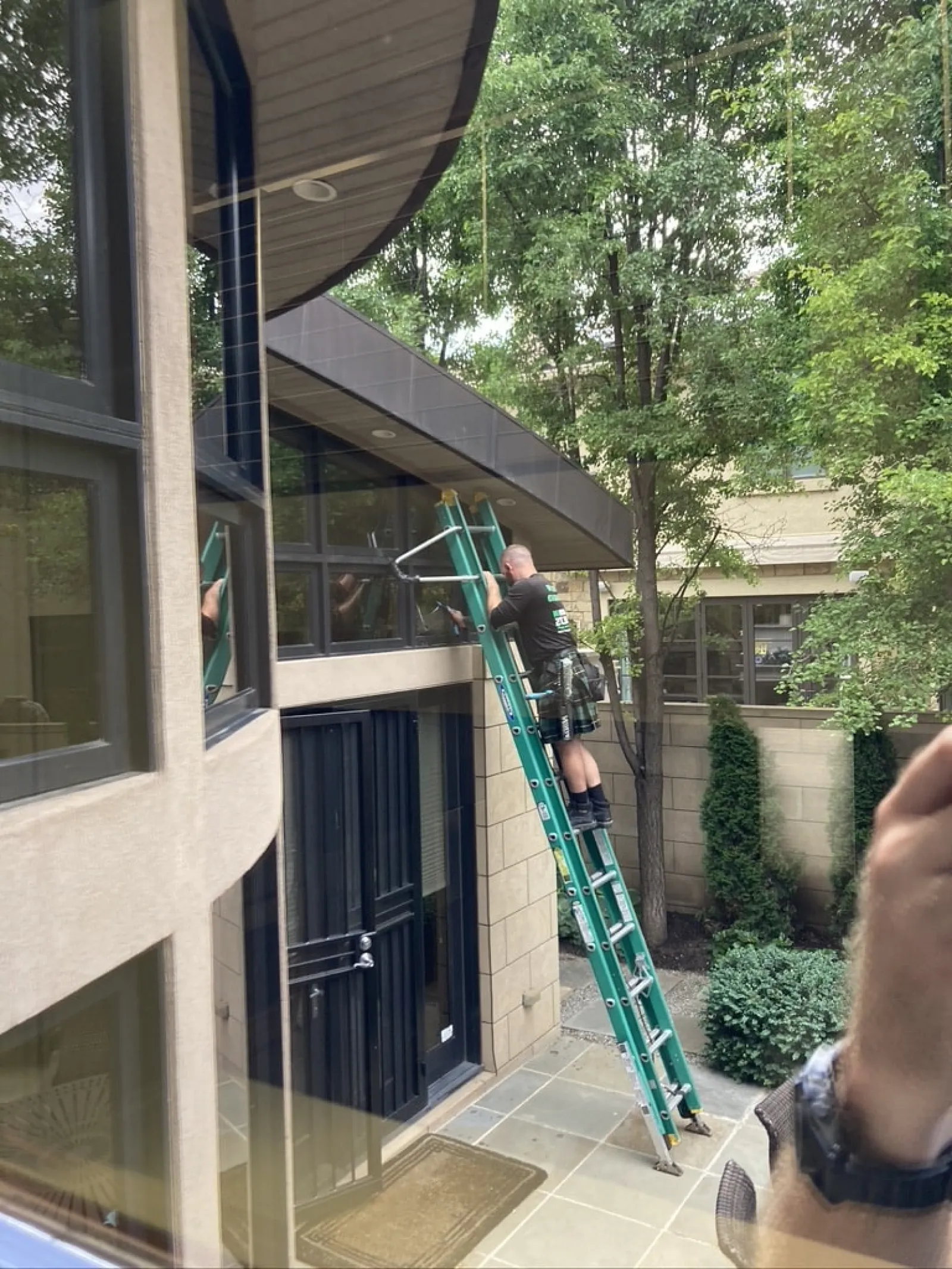 a person climbing a ladder