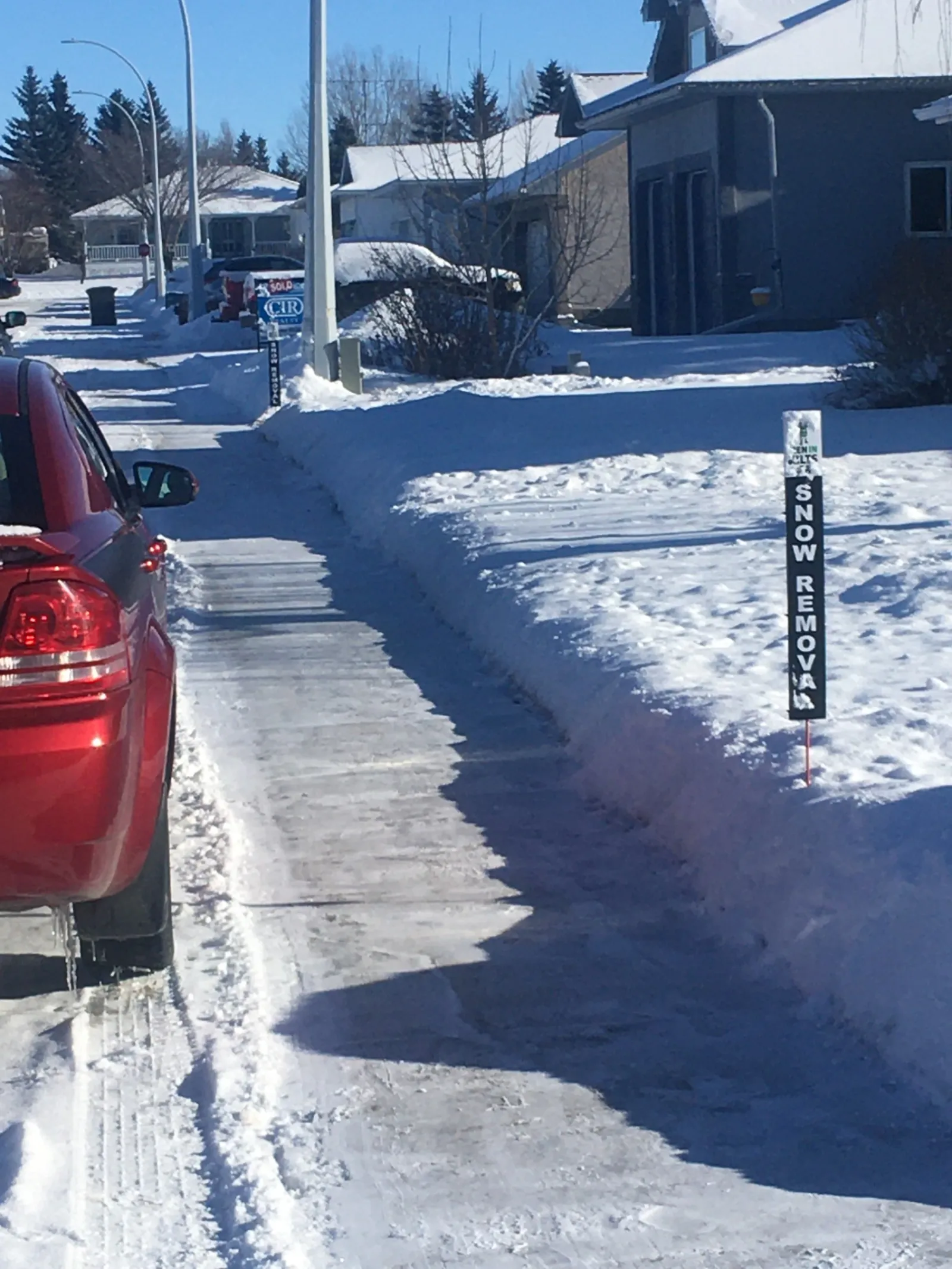 a car parked on a snowy road