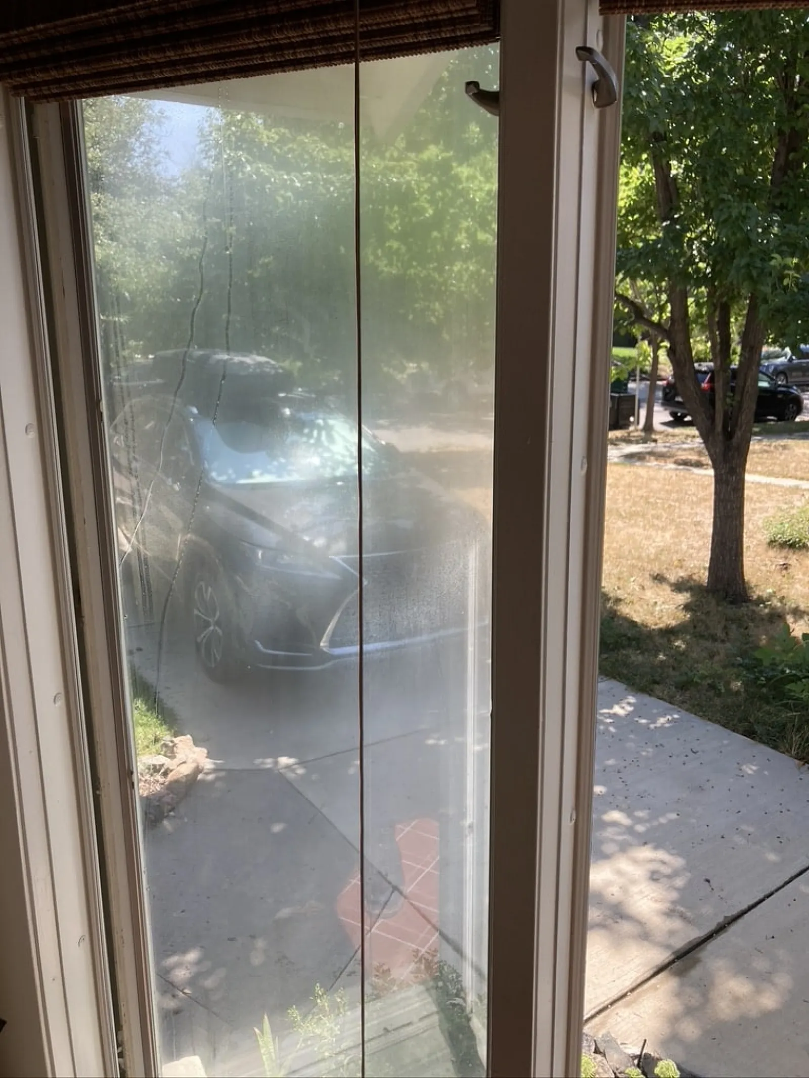 a door with a glass window