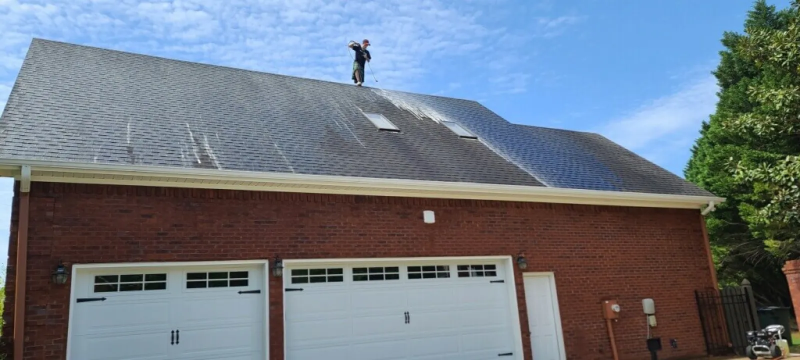 a person standing on a roof