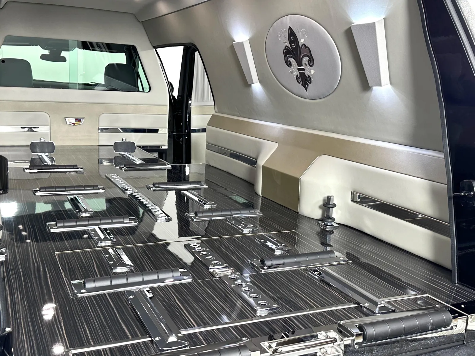 Luxurious interior of a high-end vehicle featuring a sleek design and elegant detailing.