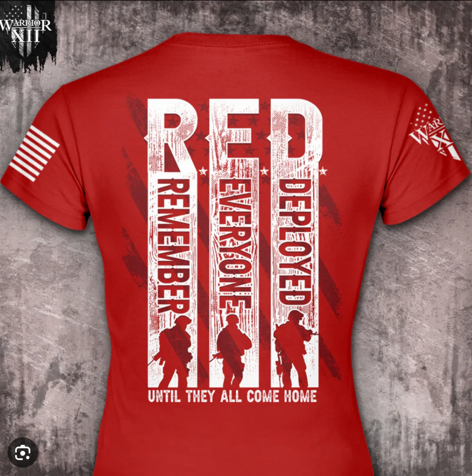 a red shirt with white text