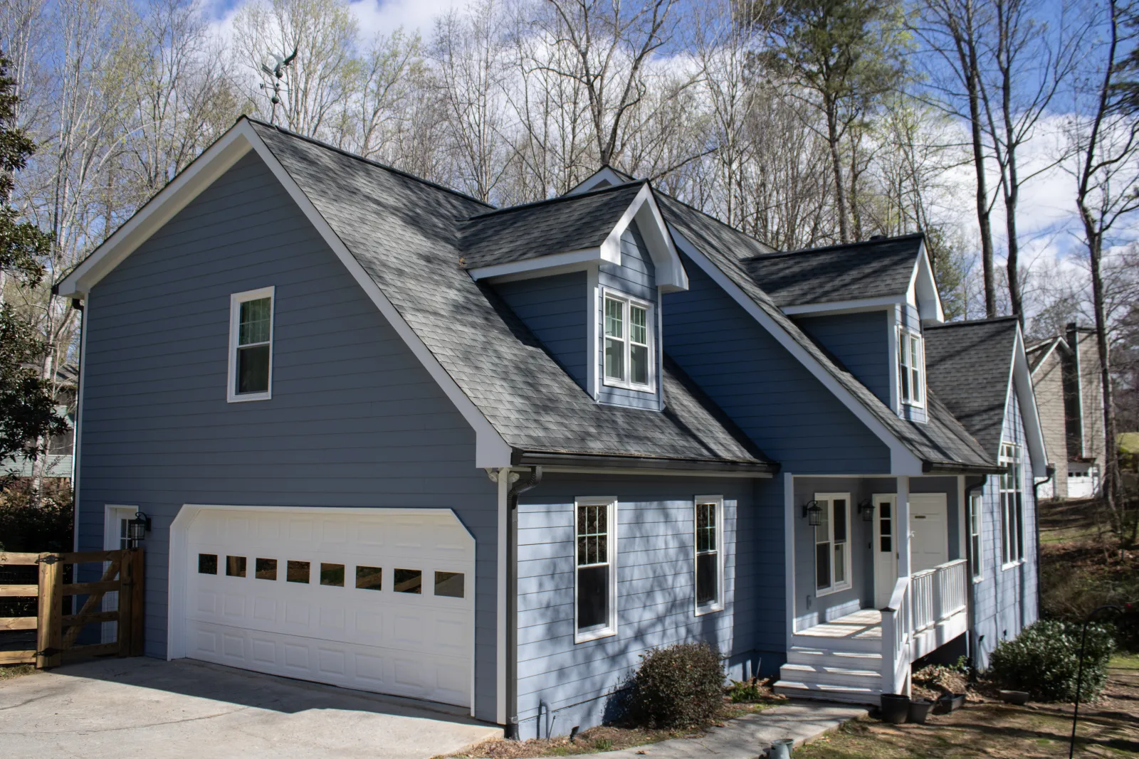 Home renovated by Nelson Exteriors with modern fiber cement siding in Marietta GA