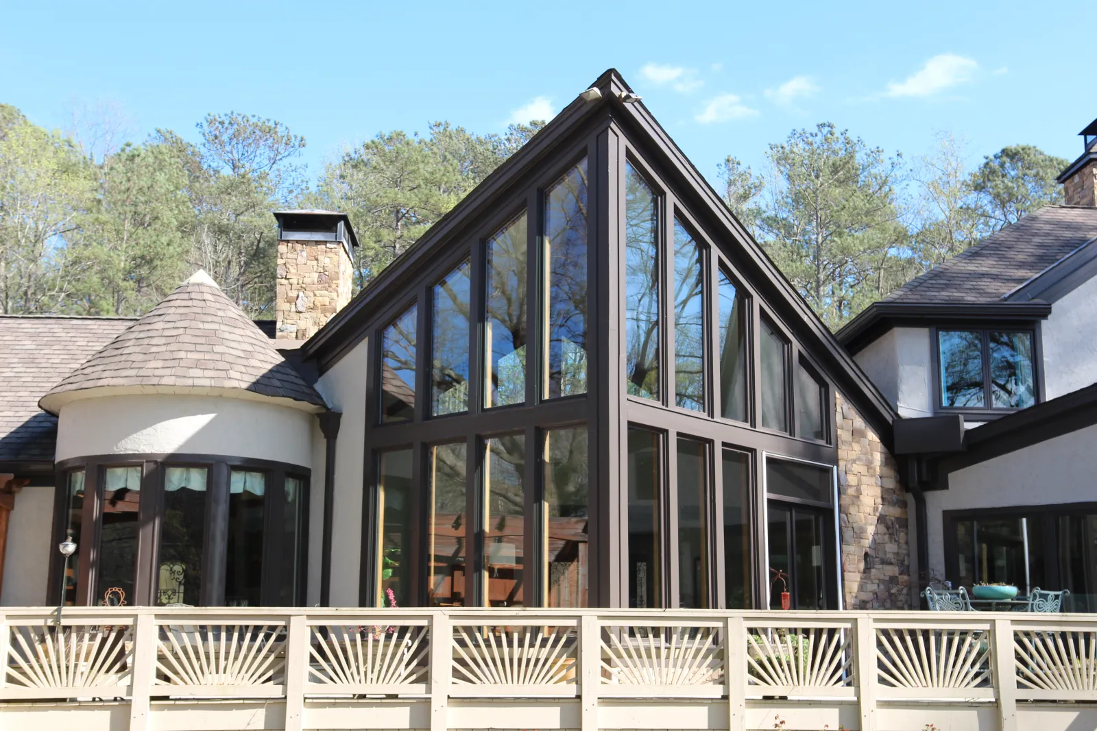Floor-to-ceiling Infinity from Marvin windows open up view to Chatahoochee River 