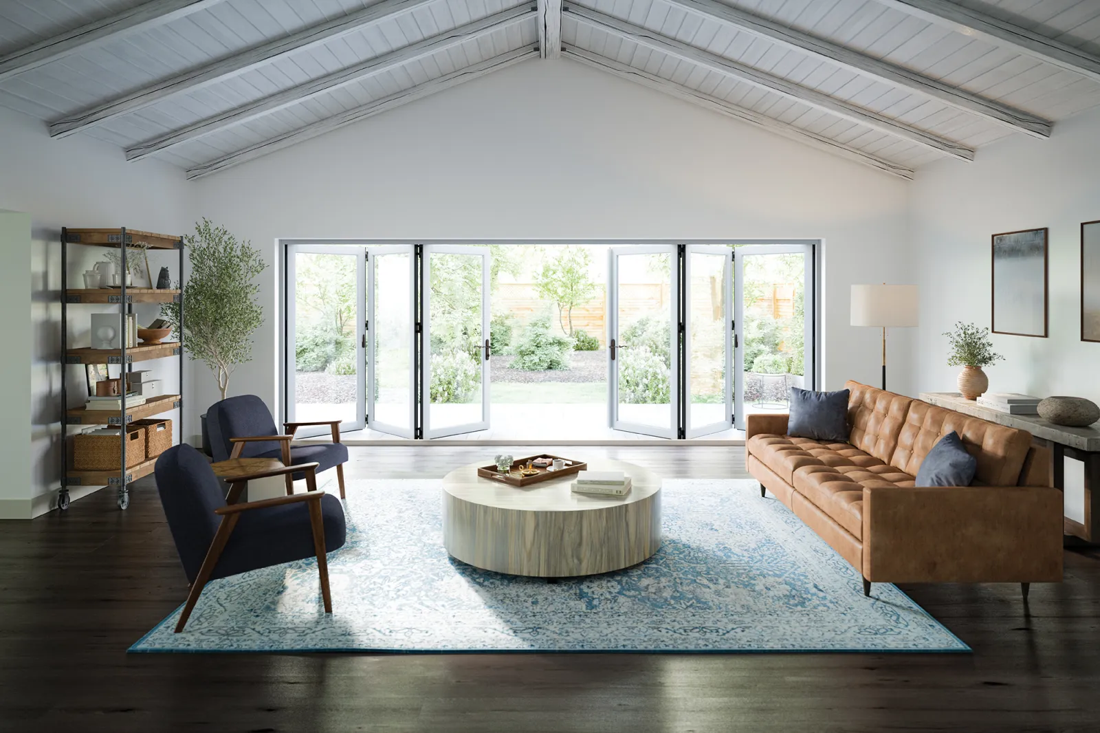 White Multi-Slide doors overlooking a patio