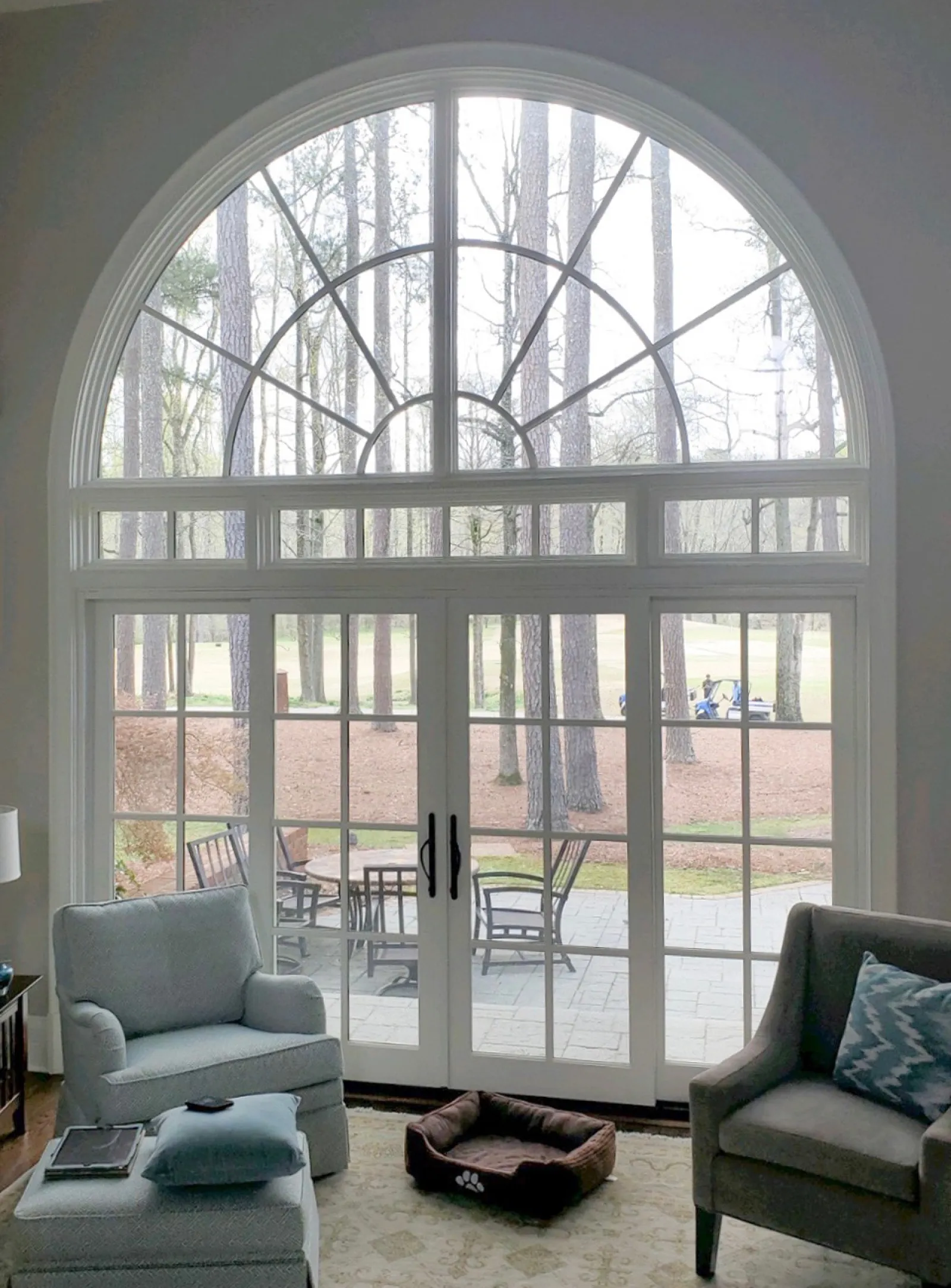a room with a large window