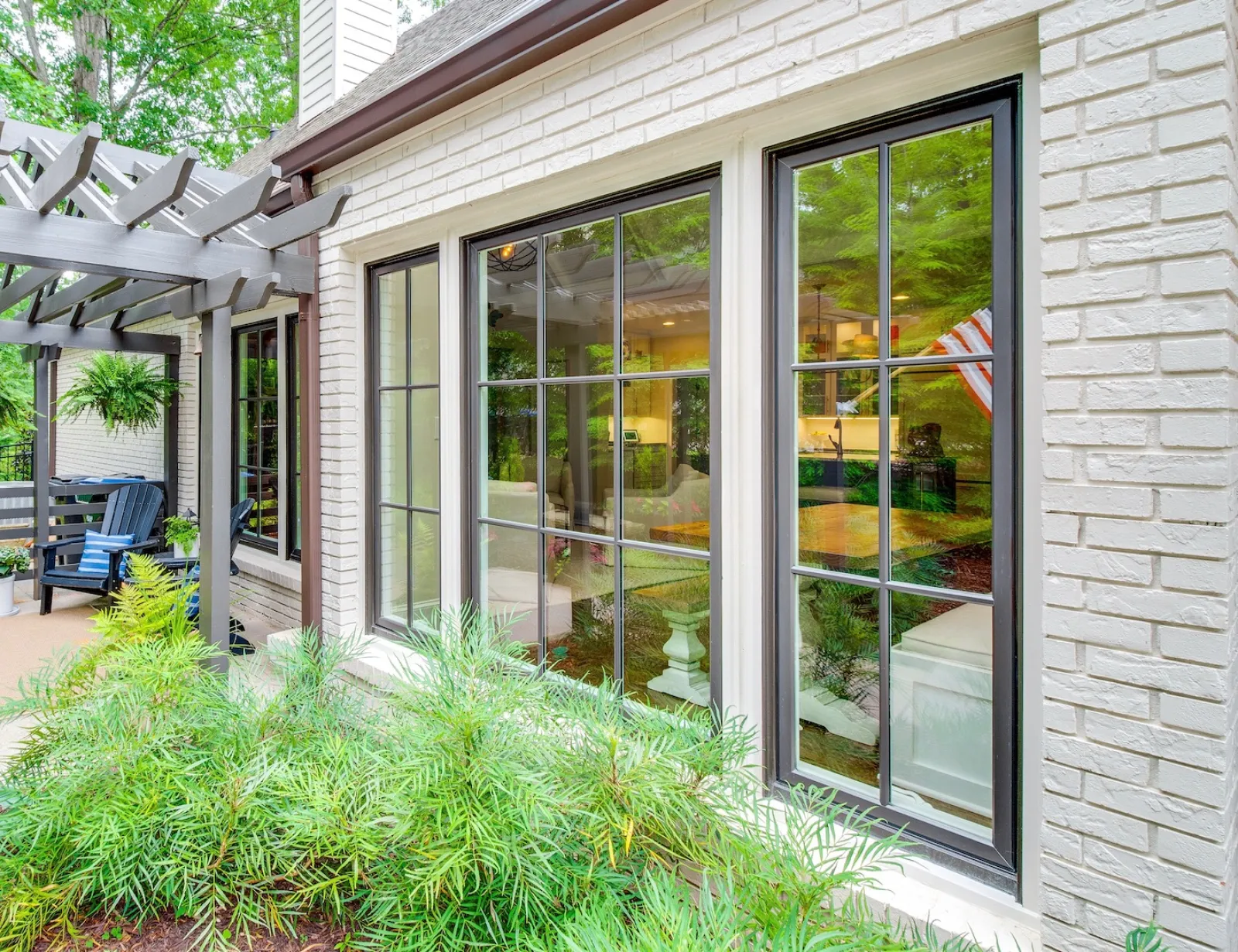 a house with glass windows