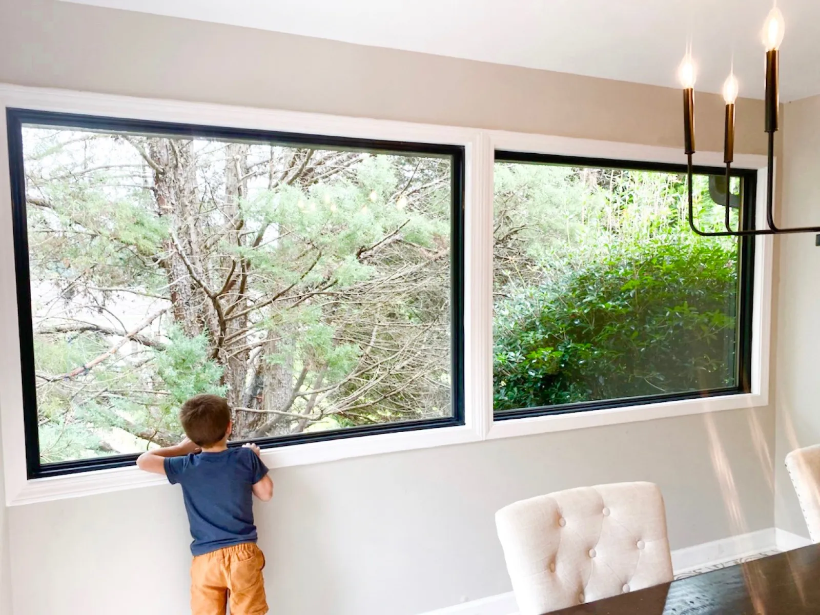 a child looking out a window