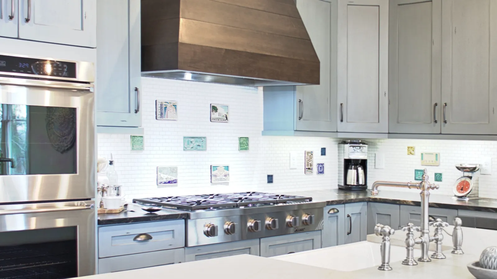 a kitchen with stainless steel appliances