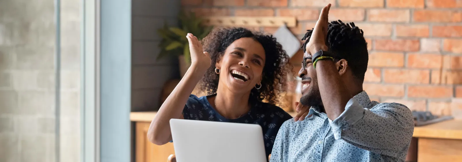 a man and woman laughing