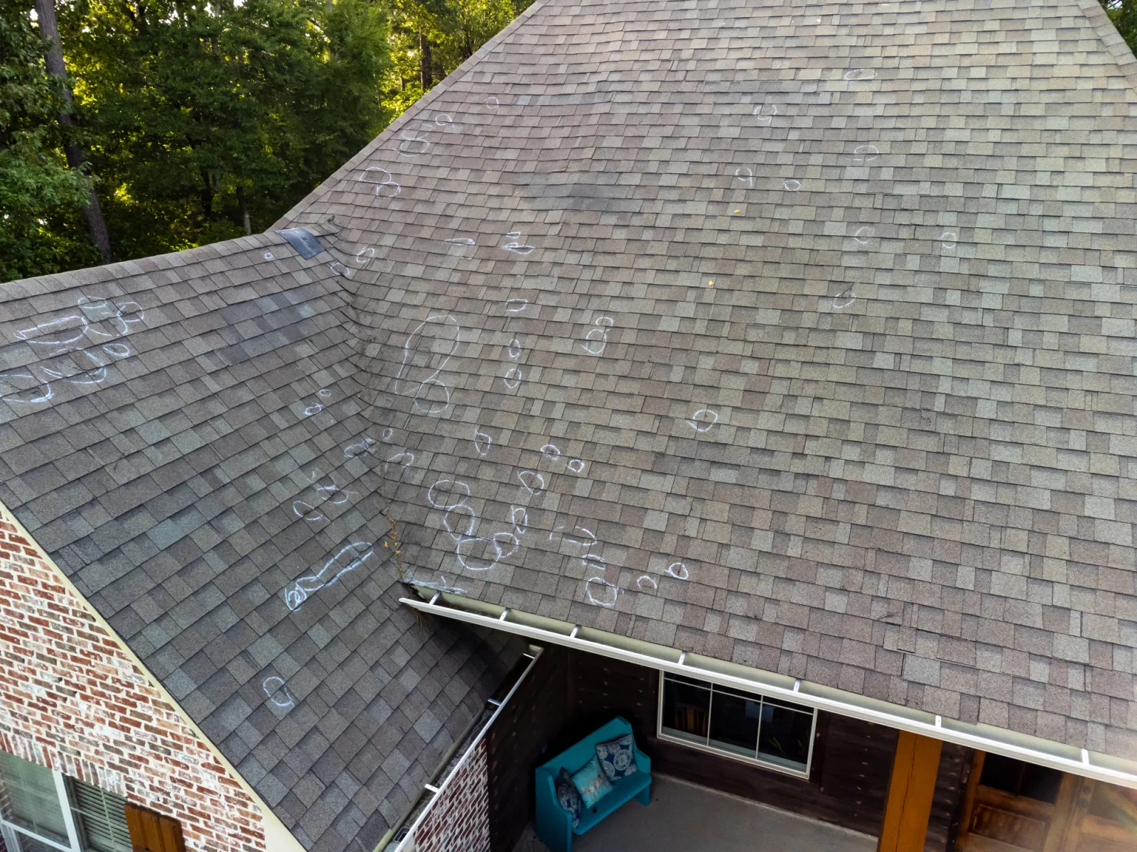 Roof with Hail Damage and Markings