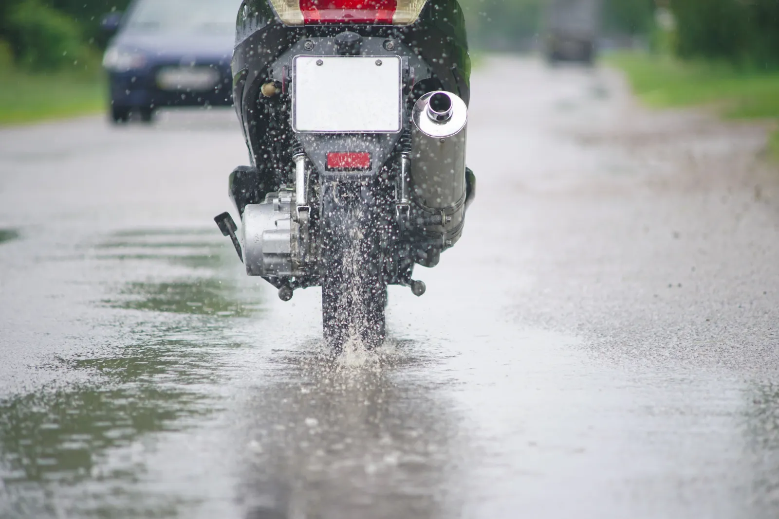 motorcycle riding in the rain