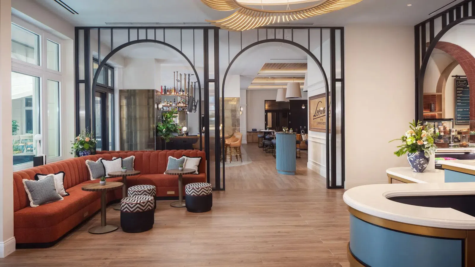 The Lowline by Hyatt JDV Hotel Custom Front Entrance Lobby Desk Millwork and Quartz
