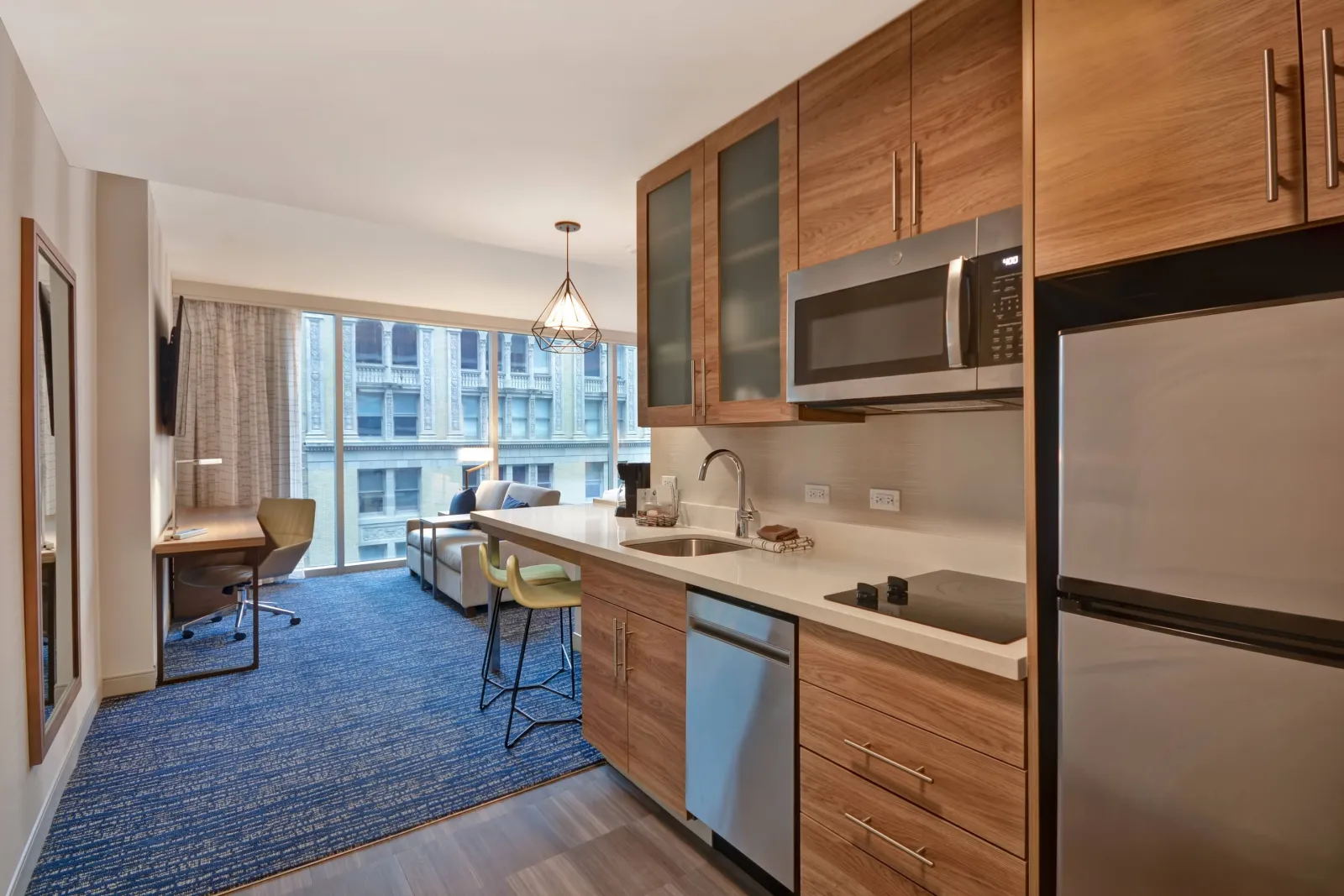 Marriott Residence Inn Guestroom Custom Cabinetry and Quartz Countertops
