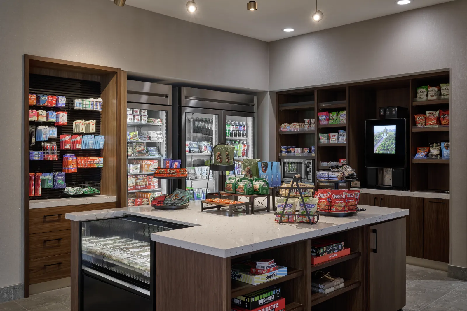 Marriott Courtyard & Residence Inn Dual Brand Custom Market Pantry Casework and Quartz