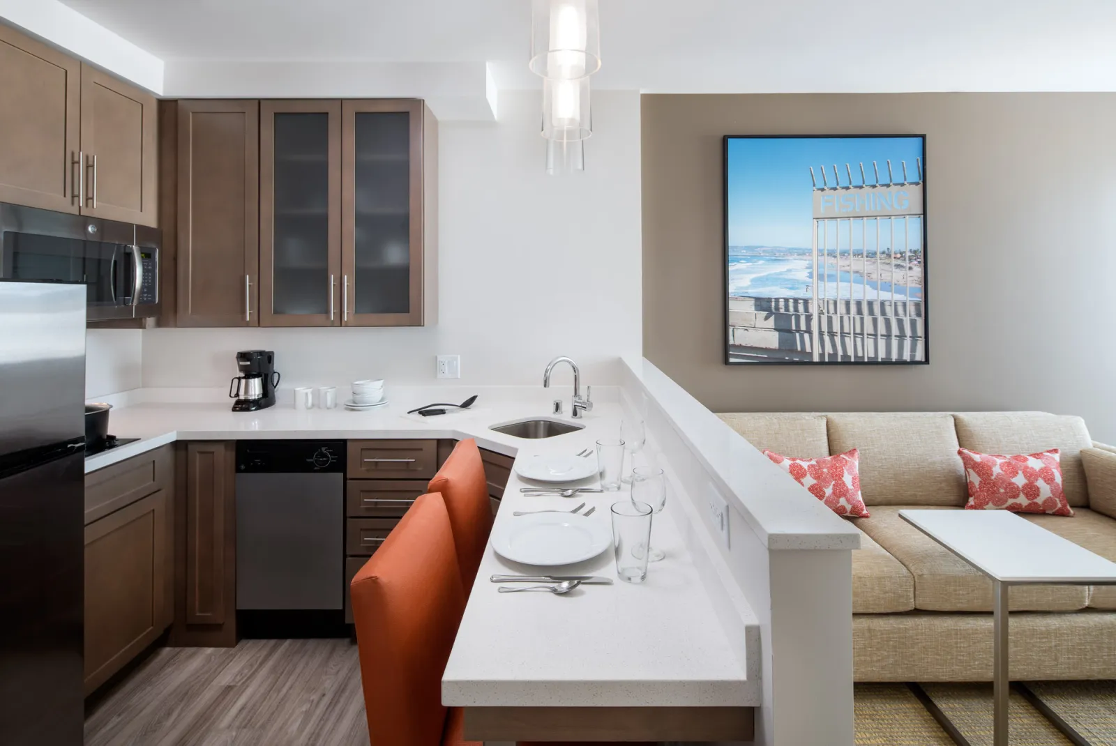 Residence Inn Custom Kitchen Millwork and Quartz