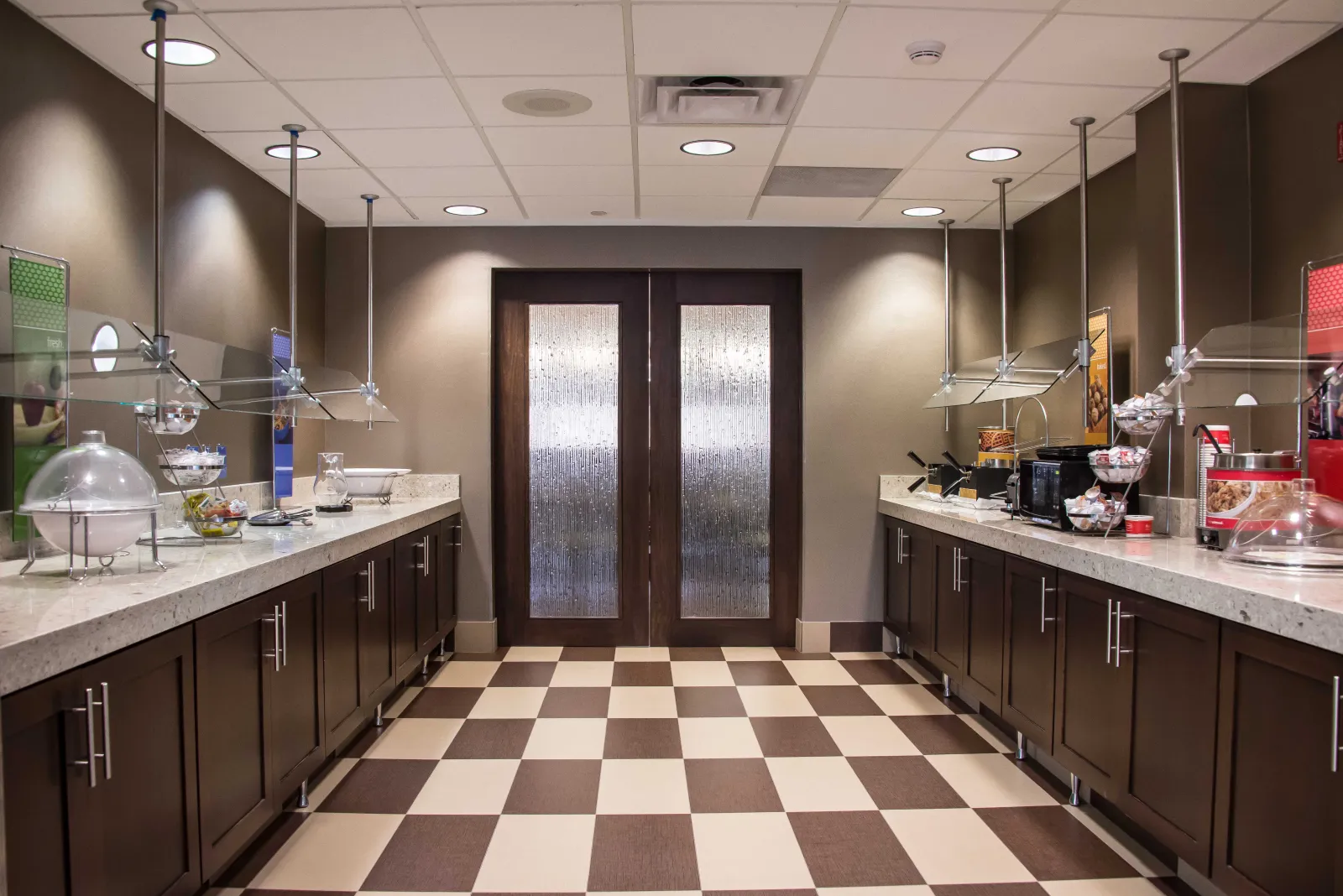 Hampton Inn Custom Breakfast Buffet Cabinetry and Quartz Countertops
