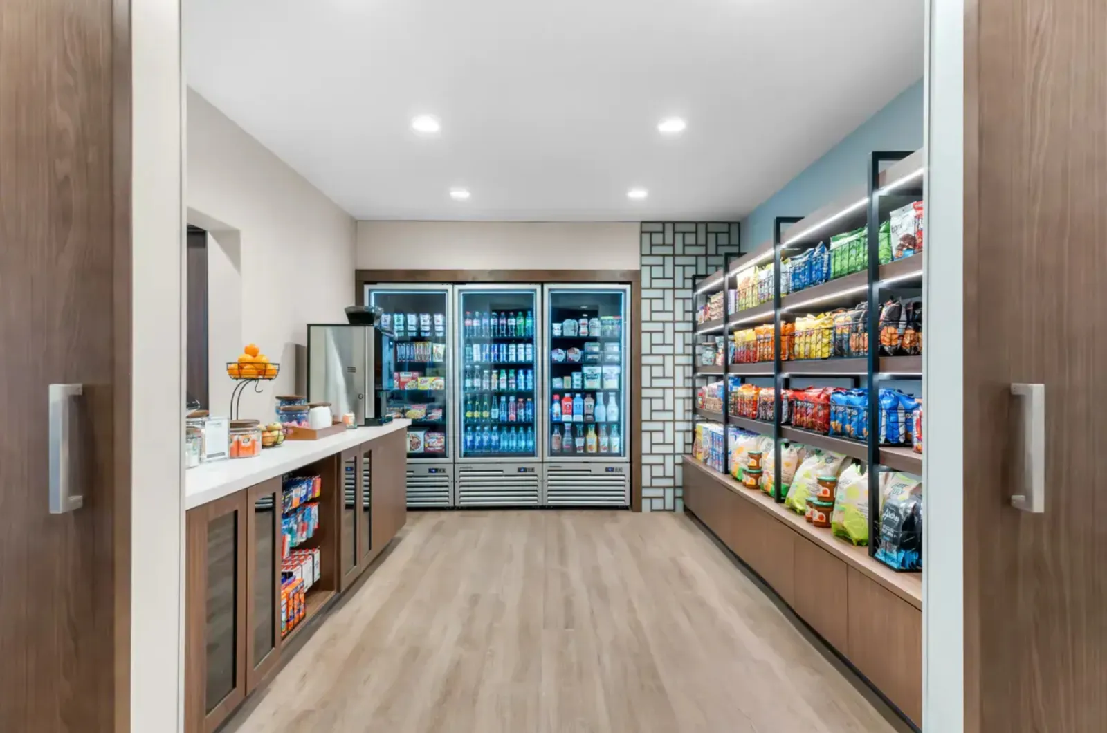 Everhome Suites Custom Market Cabinetry and Quartz Counters