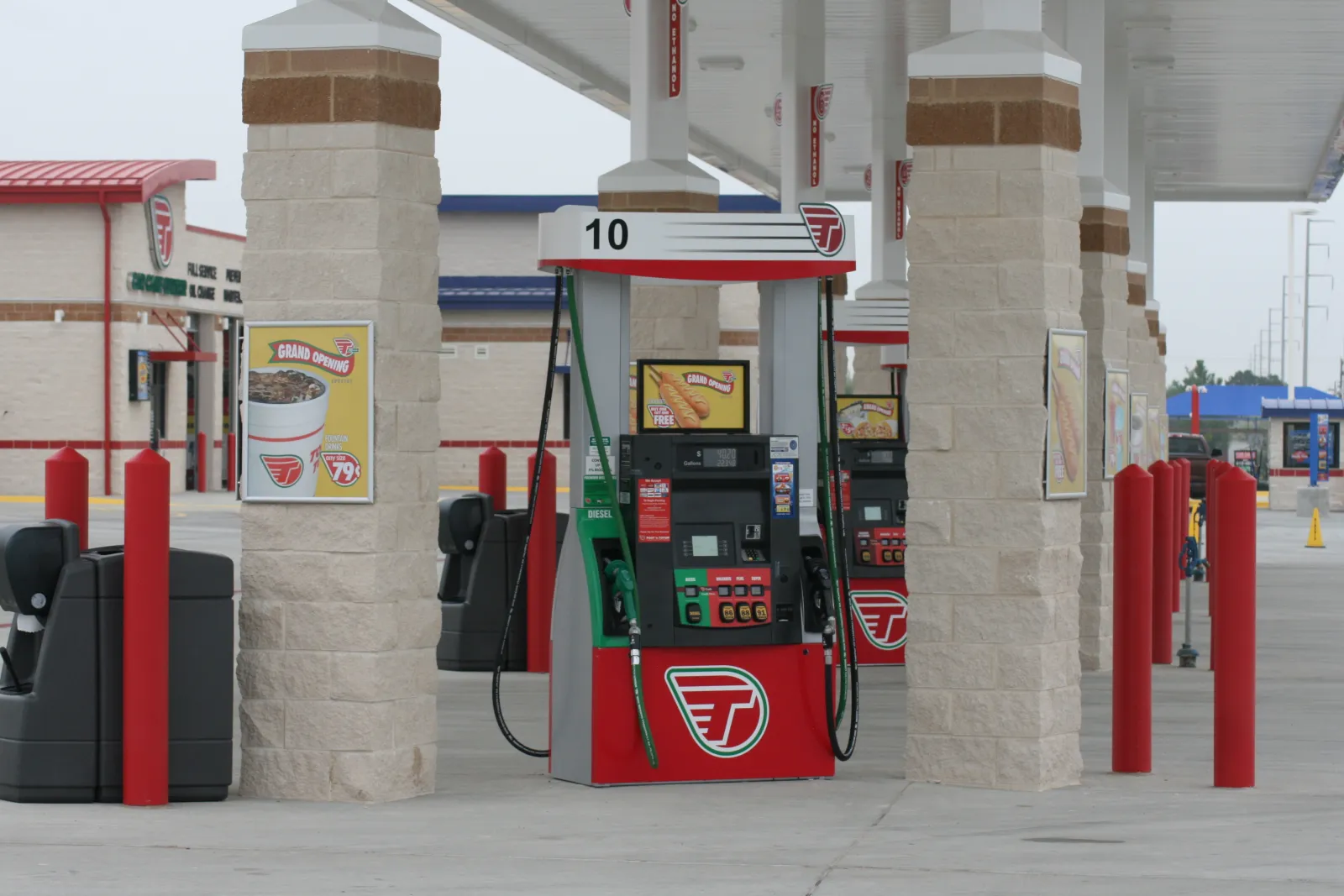 a gas station with a gas pump