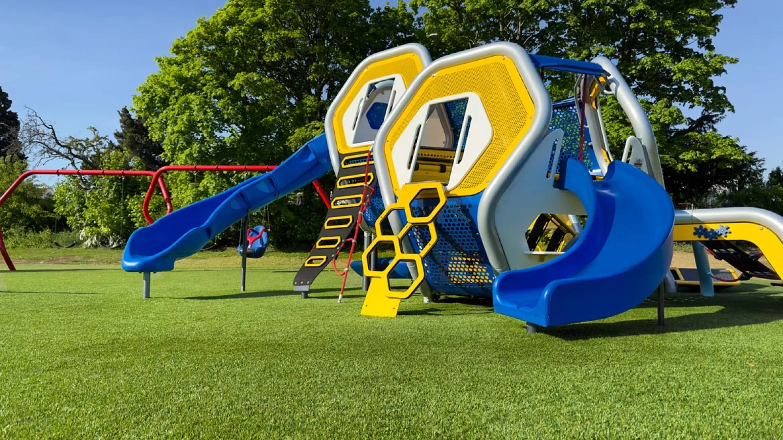 a yellow and blue playground