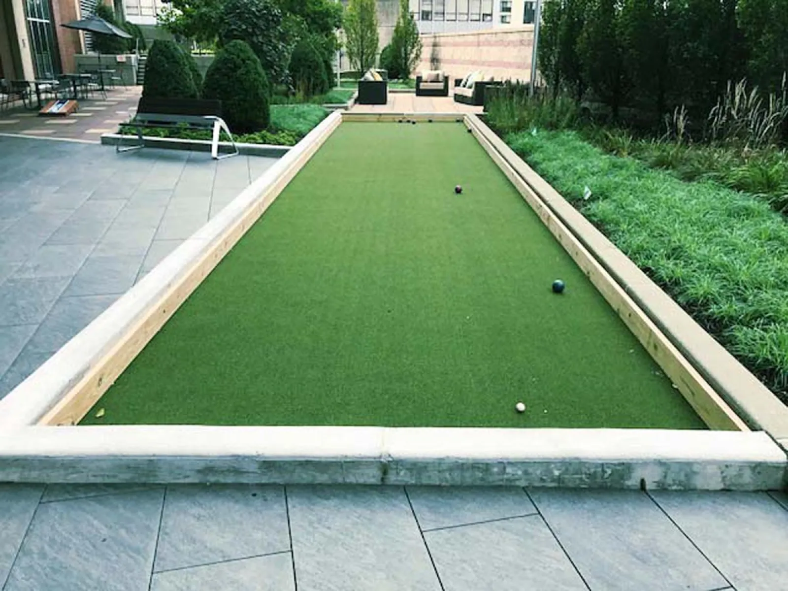 a pool with balls on it